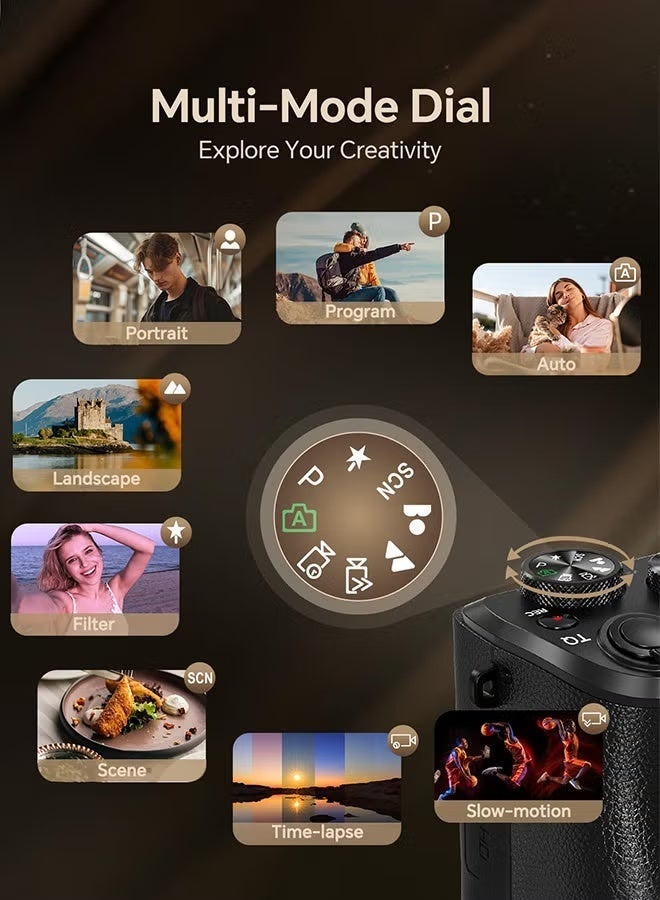 Lecran 5K Point and Shoot Digital Camera, 75MP for Photography, 2 Batteries, Wide Angle & Macro Lens, With 64GB TF Card, 18X Digital Camera with 3" 180° Flip Screen - Image 5